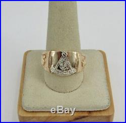 Men's Vintage 14k Yellow Gold Masonic Ring Size 10.5 9.56 Grams