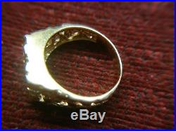 Men's Vintage 14k Yellow Gold Nugget Ring With Channel Set Diamonds Sharp