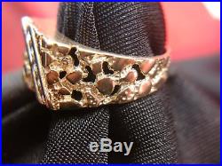 Men's Vintage 14k Yellow Gold Nugget Ring With Channel Set Diamonds Sharp