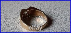 Men's Vintage 14k Yellow Gold and. 23 Diamond SI 2 Solitaire Band Ring Size 9.5