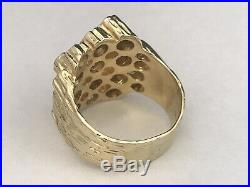 Men's Vintage 18k Solid Yellow Gold & 3.5ct Diamond Nugget Cluster Ring 24.8g