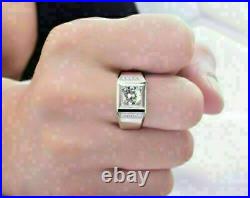 Men's Vintage 1.15 Ct Round Cut Simulated Diamond Pinky Wedding Ring925 Silver