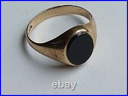 Men's Vintage 9CT Gold Black Onyx Signet Ring