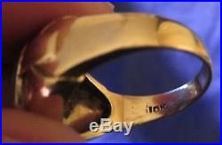 Men's Vintage Antique Art Deco Blue Triplet Opal Ring 10k Gold Size 8-9 Lg Stone