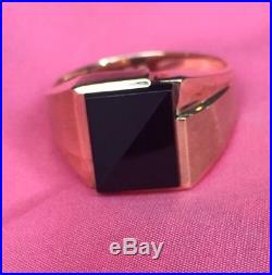 Men's Vintage Black Onyx Ring10k Gold Size 13