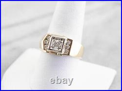 Men's Vintage Diamond 14k Two Tone Gold Finish Statement Wedding Engagement Ring