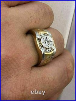 Men's Vintage Engagement Ring 18K Yellow Gold Finish 1.20Ct Round VVS1 Diamond
