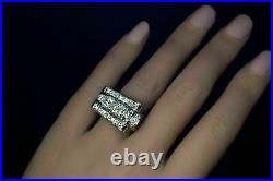 Men's Vintage Engagement Stylish Ring 14K White Gold 3.89 Ct Simulated Diamond