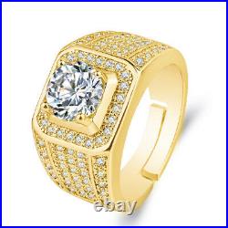 Men's Vintage Engagement & Wedding Ring 14K Yellow Gold Plated 1.85 Ct Diamond