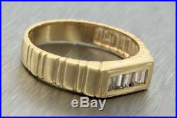Men's Vintage Estate 14K 585 Yellow Gold 0.20ctw Baguette Diamond Row Band Ring