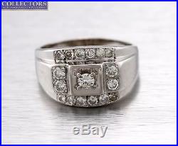 Men's Vintage Estate 14K White Gold 1.44ctw Diamond Wedding Band Ring