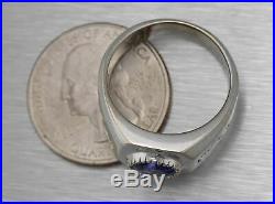 Men's Vintage Estate 14K White Gold 1.99ctw Blue Sapphire Diamond Statement Ring