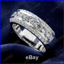 Men's Vintage Estate 14K White Gold Fn Round 2.70 Ct Diamond Wedding Band Ring