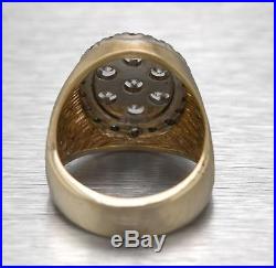 Men's Vintage Estate 14K Yellow Gold 1.94ctw Cluster Diamond Wide Band Ring