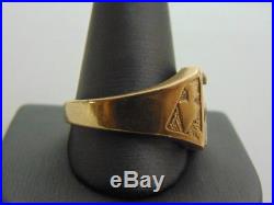 Men's Vintage Estate 14K Yellow Gold Free Masons Ring with Diamond 9.6g E1786
