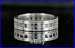 Men's Vintage Gucci ITALY 18K Solid White Gold Basso Spinner Ring Band Size 9.5