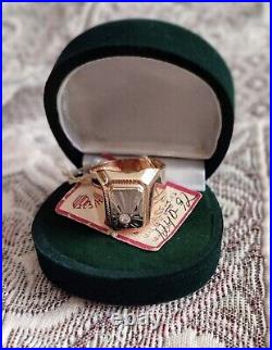 Men's Vintage Original Soviet Rose Gold Ring 14K USSR, Solid Gold