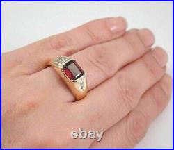 Men's Vintage Pinky Wedding Ring 2Ct Lab Created Garnet and Diamond 925 Silver