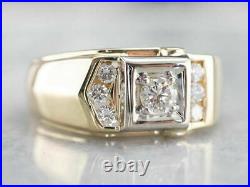 Men's Vintage Real D/VVS1 Moissanite Wedding Gift Ring 14k Two Tone Gold Finish