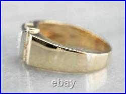 Men's Vintage Real D/VVS1 Moissanite Wedding Gift Ring 14k Two Tone Gold Finish