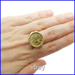 Men's Vintage Ring Dollar Gold Indian Coin Without Stone Band 14k Yellow Gold