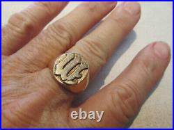 Men's Vintage Signet Ring Letter M Heavy 14k Solid Gold Signed Mariano in Shank