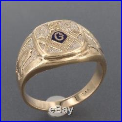 Men's Vintage Solid 10K Yellow Gold Freemason Masonic Ring 7.9 Grams Size 9.5