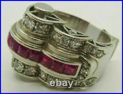 Men's Vintage Wedding Sparkle Ring 14K White Gold Plated 2.53 Ct Simulated Ruby