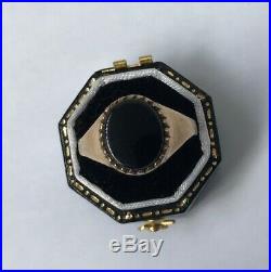 Men's/Women's 9ct Gold Vintage Onyx Stone Signet Ring Size T Weight 2.7g Stamped