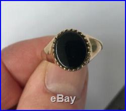 Men's/Women's 9ct Gold Vintage Onyx Stone Signet Ring Size T Weight 2.7g Stamped