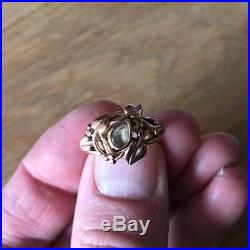 Men's/Women's 9ct Gold Vintage PERIDOT Stone Signet Ring Size P W3.9g Stamped