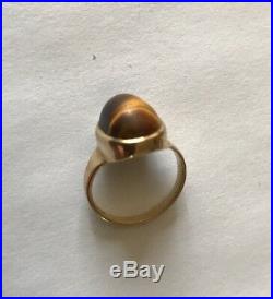 Men's/Women's 9ct Gold Vintage TIGERS EYE Stone Signet Ring Size K Stamped 3.2g
