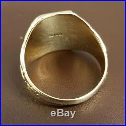 Men's gold vintage initial ring. 10K Yellow Gold, American, 7.32 Grams
