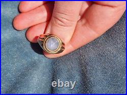 Men's natural blue star sapphire ring 18K gold setting vintage untreated