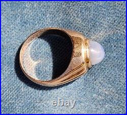 Men's natural blue star sapphire ring 18K gold setting vintage untreated