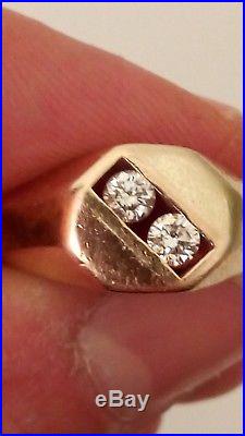 Men's ring size 10 14k gold diamond ring vintage