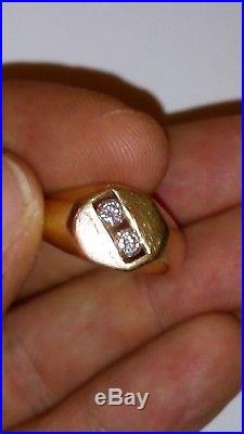 Men's ring size 10 14k gold diamond ring vintage