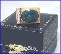 Men's vintage 18ct Diamond Black Opal Triplet Ring Substantial HEAVY HM 13.5g