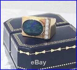 Men's vintage 18ct Diamond Black Opal Triplet Ring Substantial HEAVY HM 13.5g