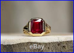 Mens 10 Kt Yellow Gold Vintage Spinel Ring Size 11
