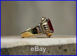 Mens 10 Kt Yellow Gold Vintage Spinel Ring Size 7.5