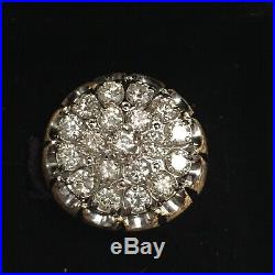 Mens 14K 2 CT Diamond Cluster Ring, Vintage