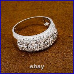 Mens 14K White Gold Plated 1.50Ct Round Lab Created Diamond Engagement Band Ring