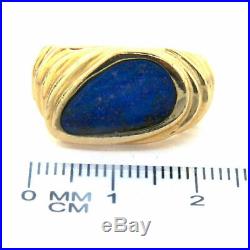 Mens 14K Yellow Gold Blue Boulder Opal Nugget Band Signet Ring Size 9 Estate VTG