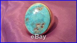 Mens 14k Solid Gold Estate Heavy Ring W Turquoise Rare Vintage 29.8 Grams Ooak