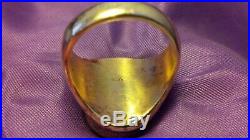 Mens 14k Vintage Solid Yellow Gold & Turquoise Ring One Oz. 585 Not Scrap Estate
