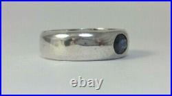 Mens 14k White Gold Over Sapphire Vintage Wedding Engagement Ring Gift For Him