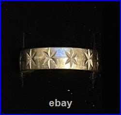 Mens 14k Yellow Gold Band With Star Cut Detail Size 10 5 Grams Vintage