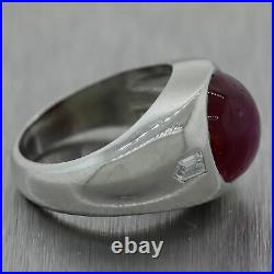 Mens 1930 Antique Art Deco Platinum 9.25ctw Natural Star Ruby & Diamond Ring EGL