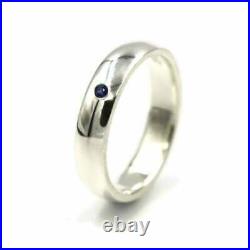Mens AAA Blue Sapphire Vintage Wedding Band Ring 14K White Gold Finish